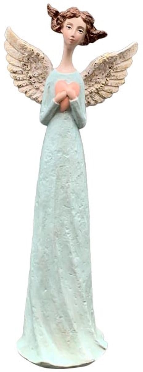 Mooie zachtgroene engel Polyresin 38 cm