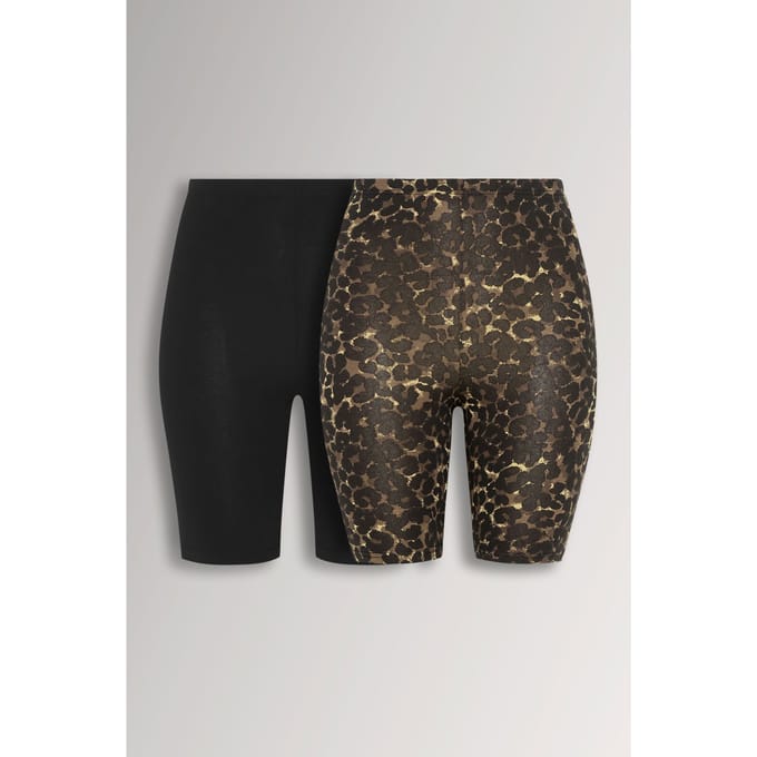 Yours 2 Pack Zwarte Fietsbroek Met Luipaardprint Size 42