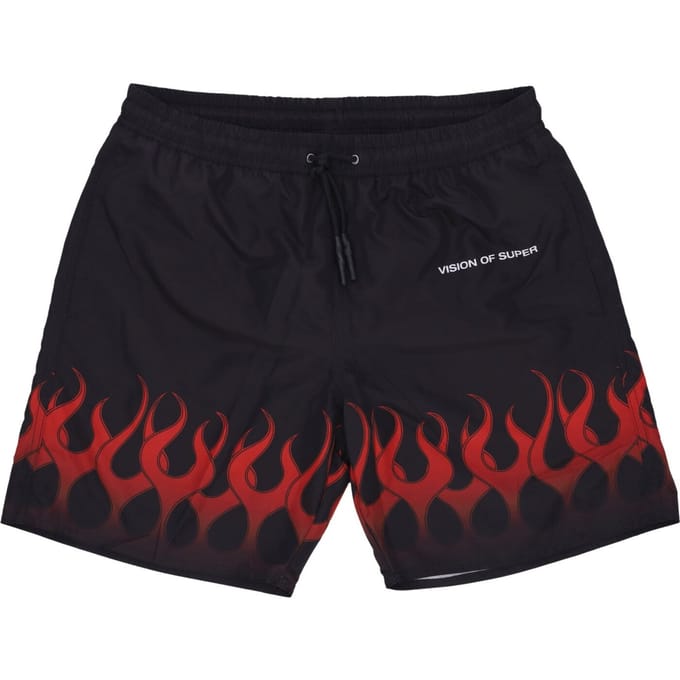 Flames Zwembroek Heren Zwemshort Zwart/rood