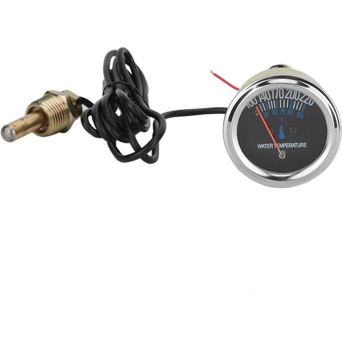 Compteur de température d'eau mécanique pour voiture en métal 52 mm 38 104 Celsius 12V Lumière jaune black
