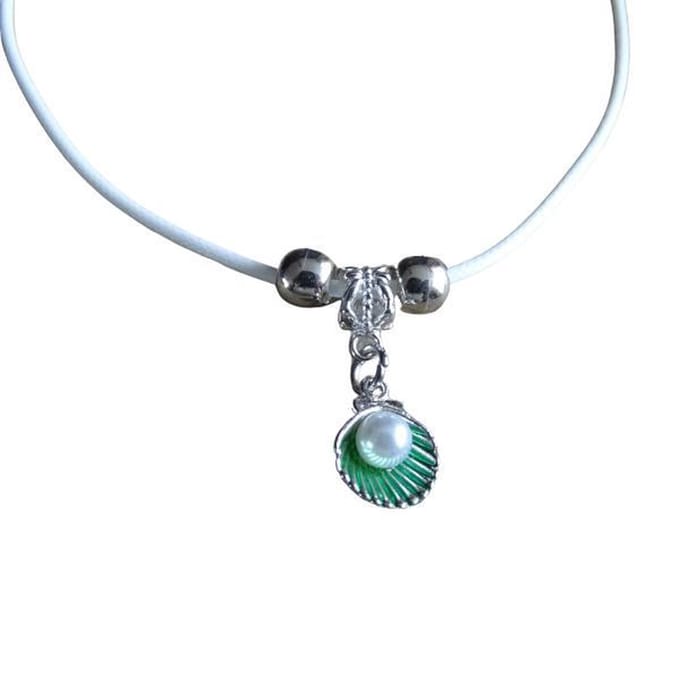 2 Love it Parelschelp WG - Ketting - Leer - Lengte: 45 cm - Groen - Wit