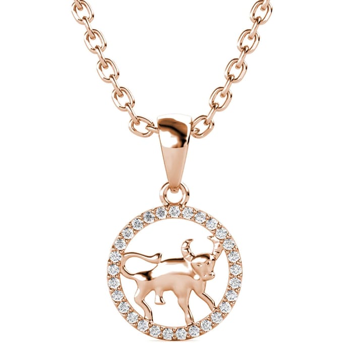 Stier Zodiac hangers - Roségoud en kristal