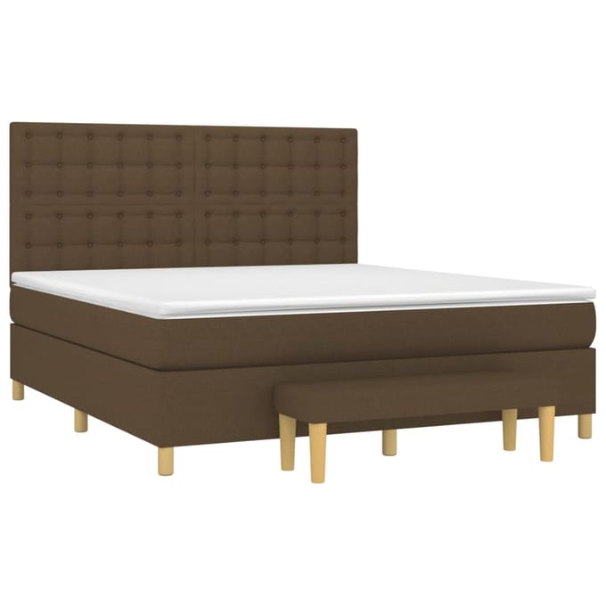 vidaXL - Boxspring - met - matras - stof - donkerbruin - 180x200 - cm