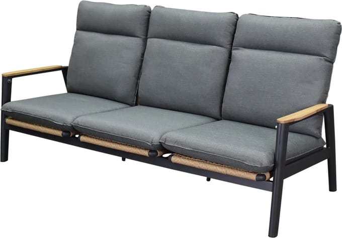 Alzano verstelbare 3-zitsbank aluminium teak antraciet