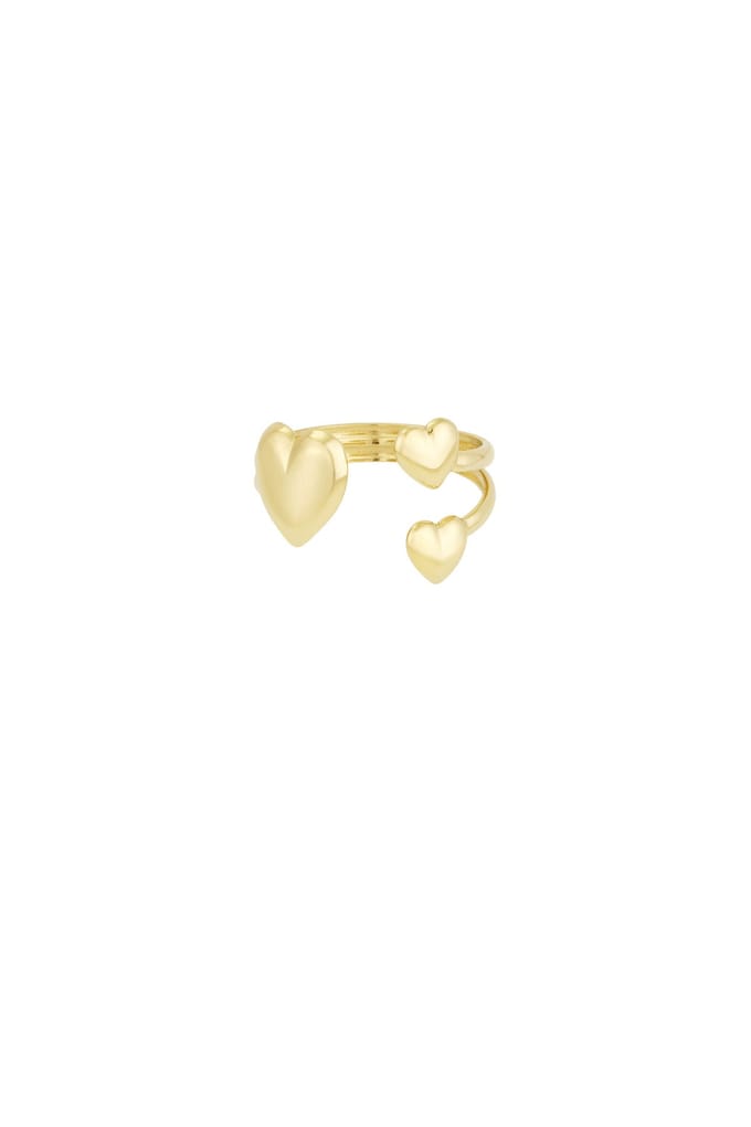 Tria Heart Ring - Gold Tone / One Size