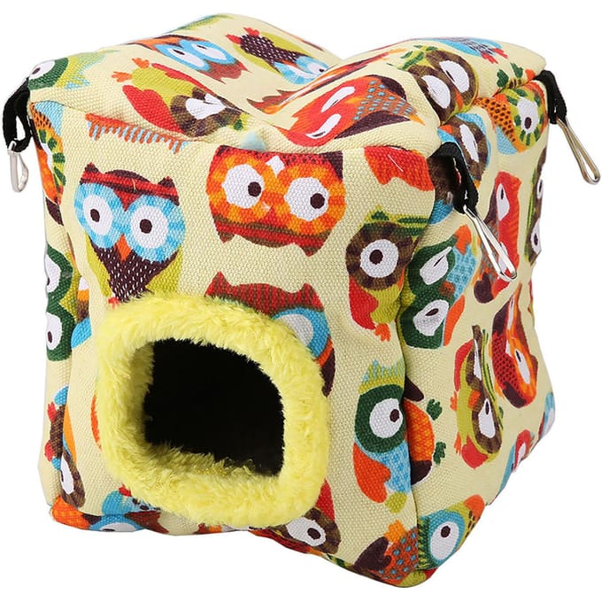 Chaude Peluche Oiseau Grotte Suspendue Nid Hamac Suspendu Hiver Cage Oiseaux (L Chouette) red