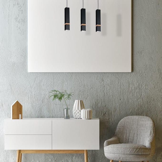 VIDAR Zwarte Hanglamp 3xGU10 - Modern Design