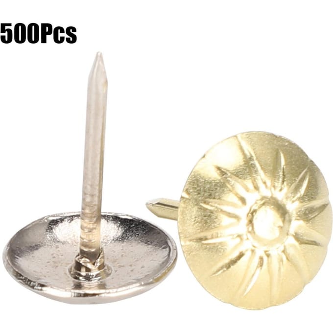500 pièces Clous de tapisserie Forme Chrysanthème Décor de canapé Accessoires de vêtement Fer 11 x 16 mm