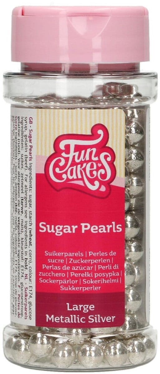 FunCakes Suikerparels - Large - Metallic Zilver - 80g - Smaakstof voor Taarten - Eetbare Taartdecoratie