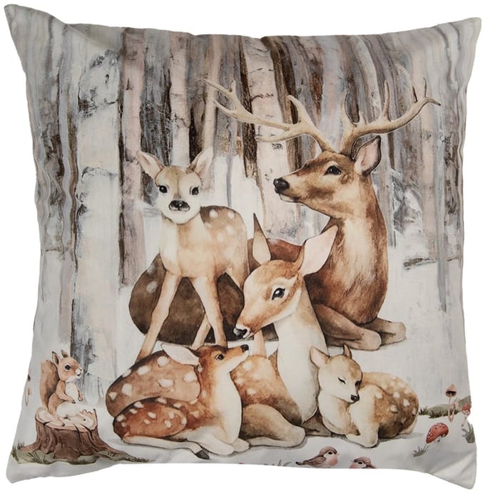 Clayre & Eef Kussenhoes 45x45 cm Bruin Polyester Hert