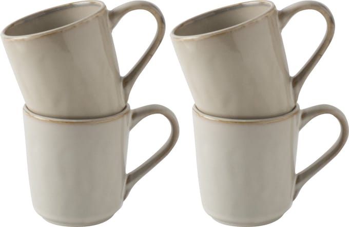 Dutch Rose Organic Bekers Giftset van 4 - Stoneware Handgemaakt - Creme 39 cl.