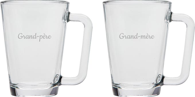 Theeglas gegraveerd - 26cl - Grand-père & Grand-mère