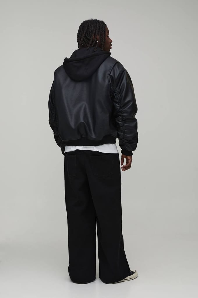 Clasp Detail Super Baggy Jeans | Washed Black | Size 52R