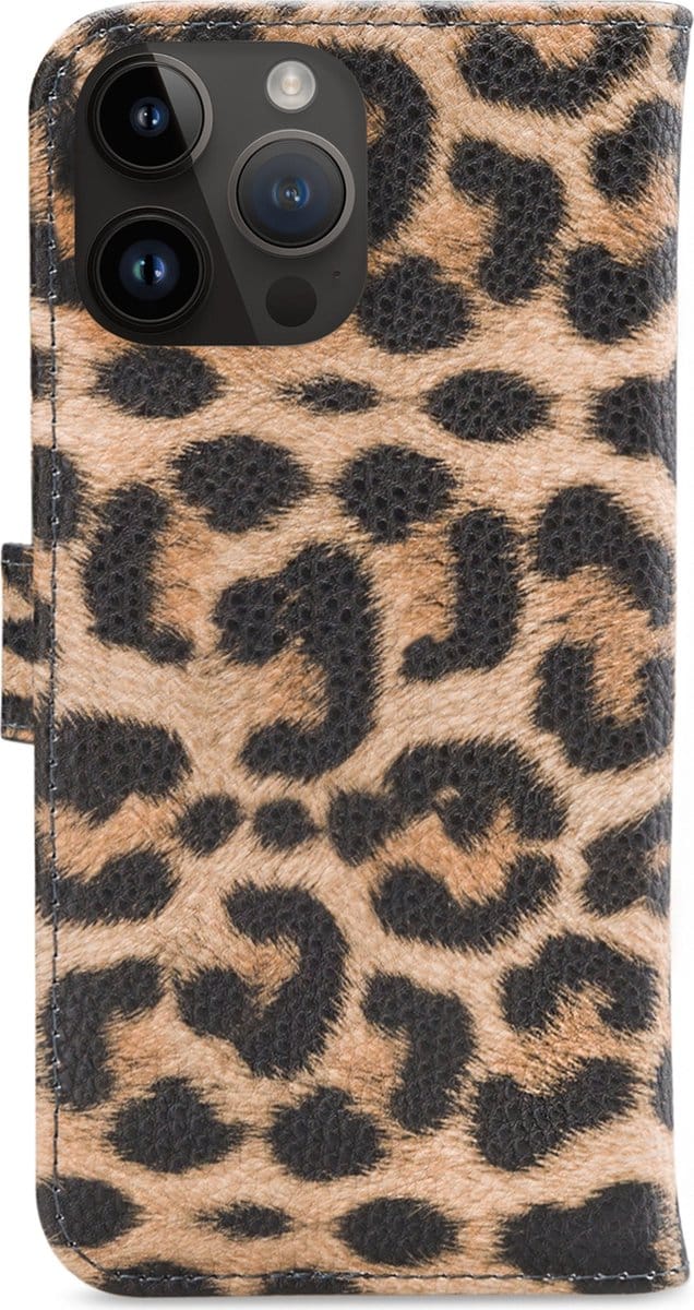My Style - Geschikt voor - iPhone 14 Pro Max Hoesje - Flex Wallet Luipaard Bruin