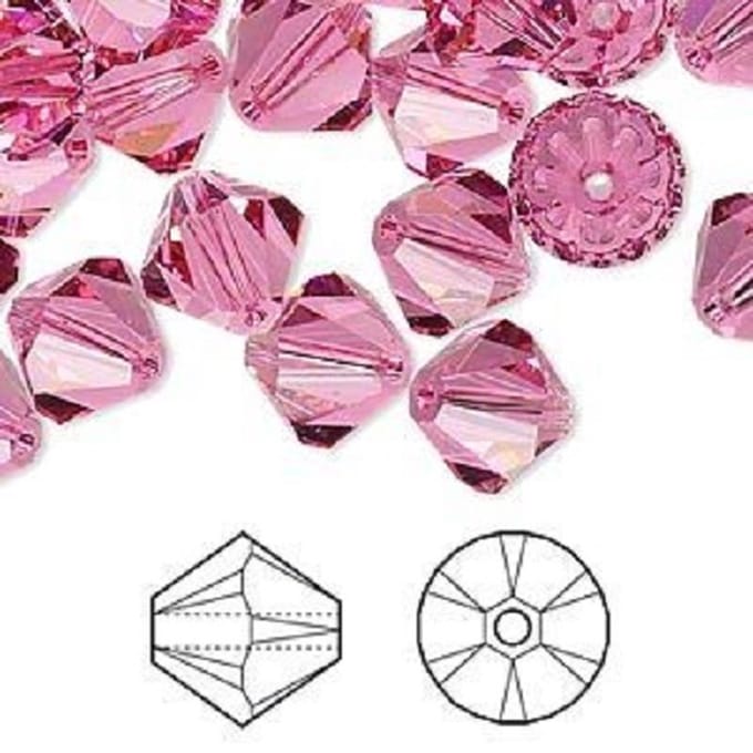 Swarovski Elements, Xilion Bicone (5328), 10mm, rose. Per 12 stuks