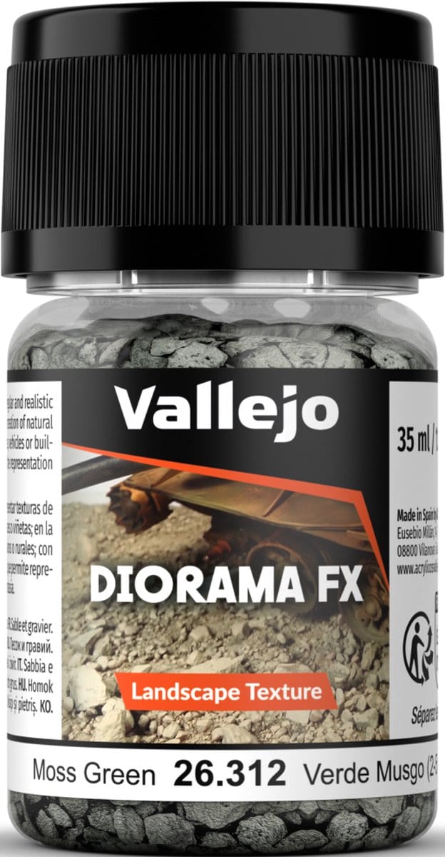 Vallejo Modelbouwdecoratie - 26312 Landscape Textures 312 - Mosgroen 2-5 mm - 35ml Effecten potje