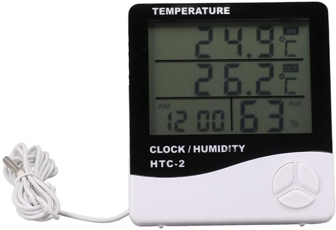 Digitale Hygrometer - Temperatuur Monitor - Binnen Klimaat - Groot Scherm - 14°F Tot 158°F - Wit
