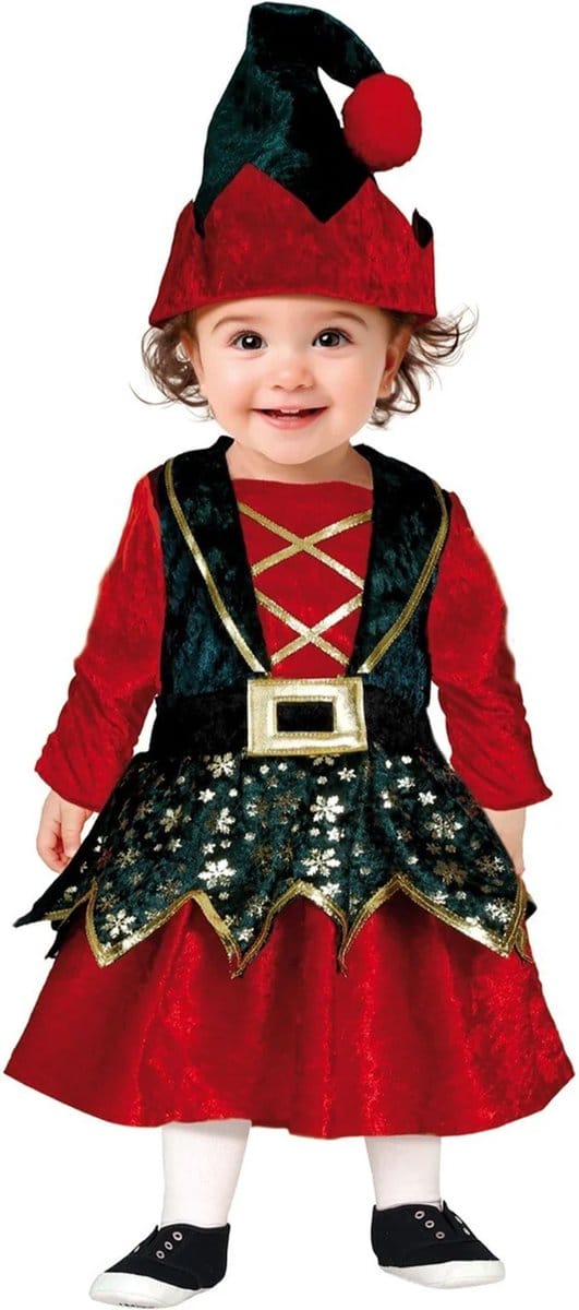Kerst Elfje Baby Meisje Fluweel - 12-18 Maanden