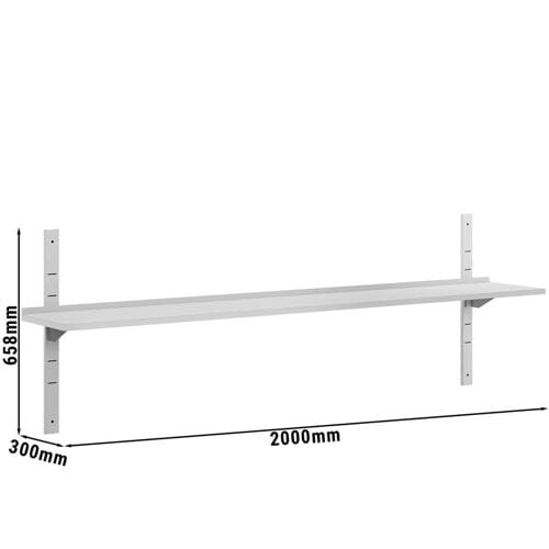 GGM Gastro Wandborde ECO - 2000x300mm - mit 1 Etage Zilver