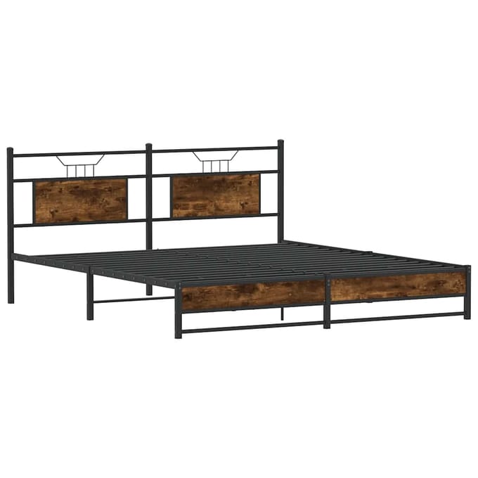 vidaXL - Bedframe - zonder - matras - hout - gerookt - eikenkleurig - 160x200 - cm