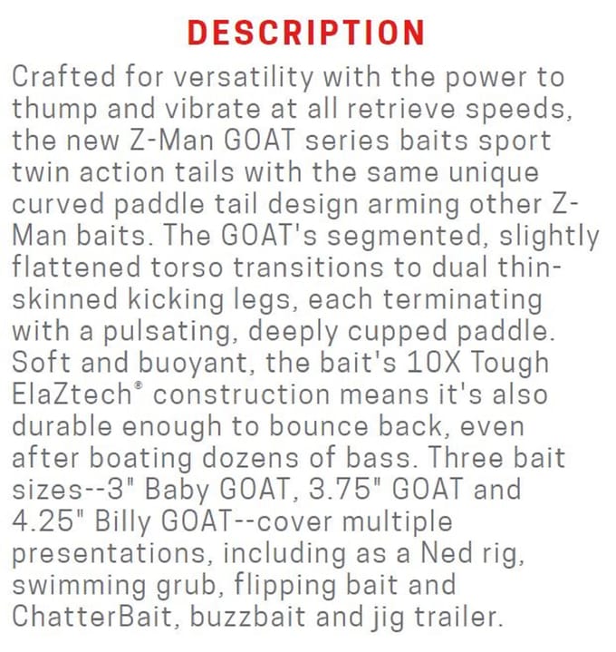 Zman Soft Lure Billy Goat 4,25 Inch 3/Pack Parel (4660)