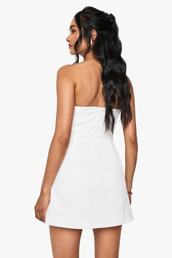 boohoo Dames Gestructureerde mini-jurk met boning | Wit | Maat: 46