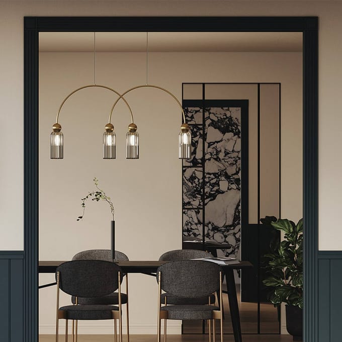Maytoni hanglamp Antic, rookgrijs/goud, 4-lamps,