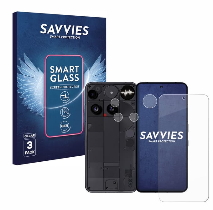 3 Stuks Savvies Screenprotector - geschikt voor Nothing Phone (3) (Voor+Camera) - beschermfolie glas transparant