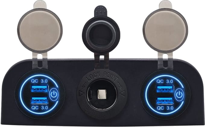 ProRide 12V USB Autolader 2 Poorten - QC3.0 - Voltmeter en 12V/24V Sigarettenplug - Drievoudig opbouw