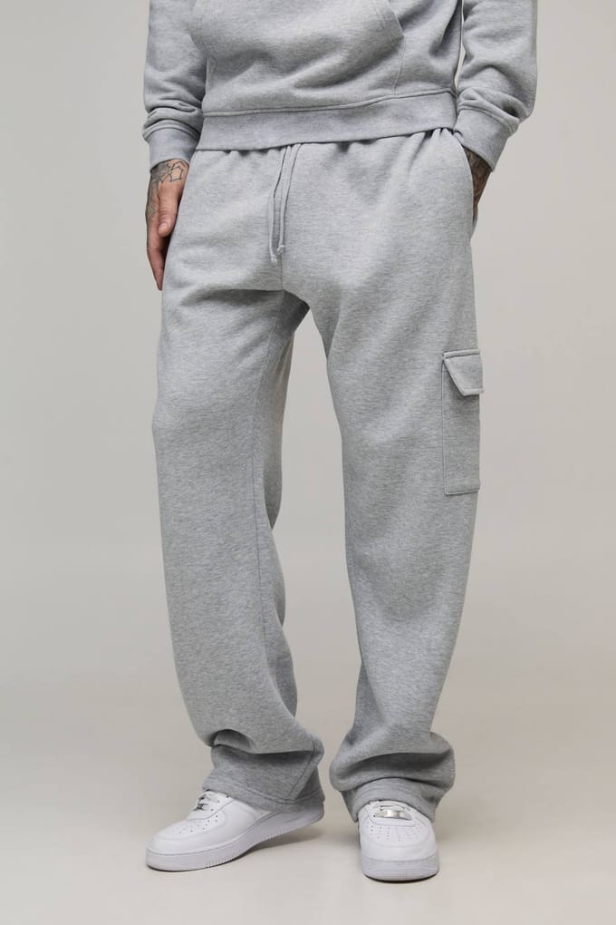 Tall Essential Straight Leg Cargo Joggers | Grey Marl | Size Small