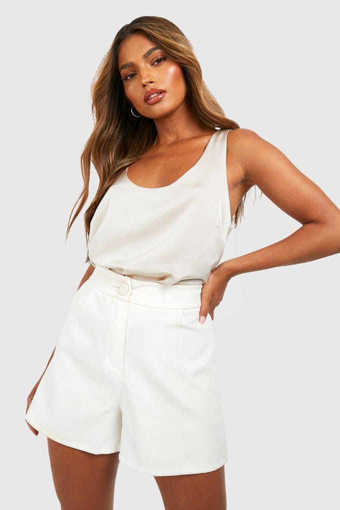 boohoo Dames Basic Satijn Cami met Scoop-hals | Oester | Maat: 44