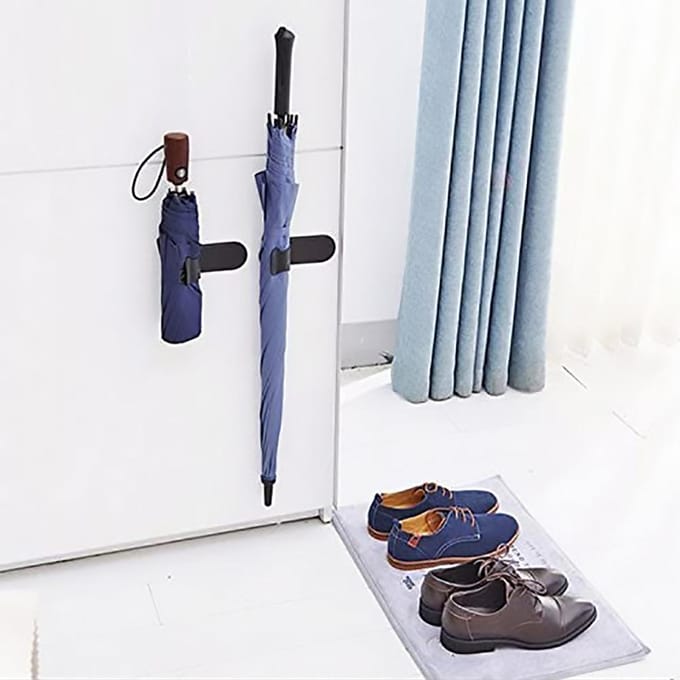 Zwarte Plastic Zelfklevende Parapluhouder Auto Opbergrek Hanger Huis Wandhaak black