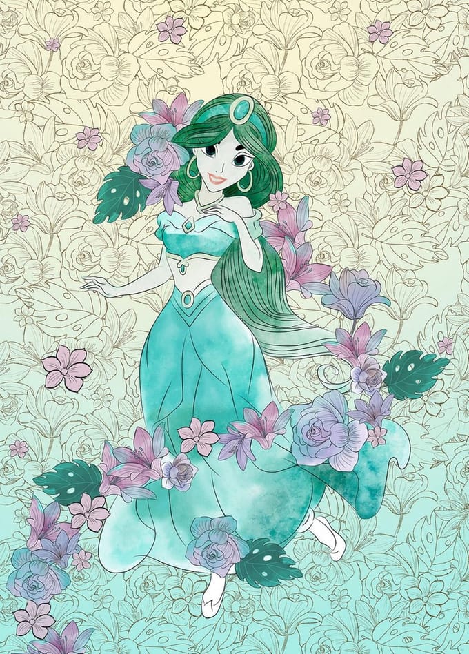 Fotobehang - Jasmin Pale Flowers 200x280cm - Vliesbehang