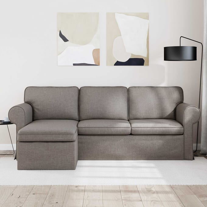 vidaXL - Bank - Taupe - 215 - x - 138 - x - 80 - cm - Stof