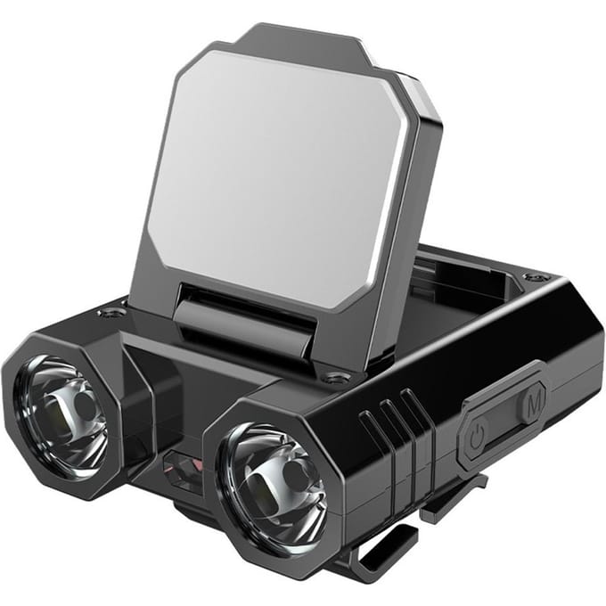 Lampe frontale LED étanche avec affichage de batterie, éclairage d'extérieur, idéal pour un Camping, une pêche ou un chapeau, avec pince à chapeau noir