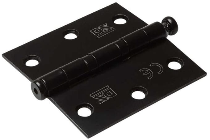 Kogellagerscharnier - Rechte hoeken - 76x76mm - RVS pen - RVS Geborsteld Zwart