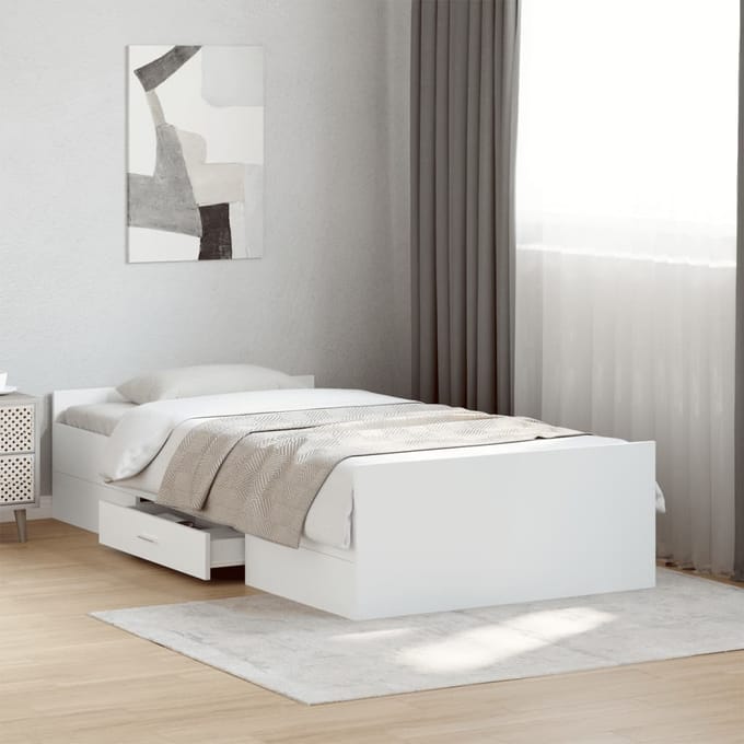 vidaXL Bedframe met lades bewerkt hout wit 90x190 cm