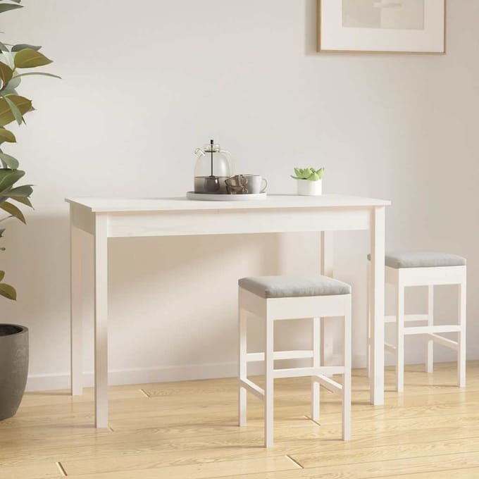 vidaXL - Eettafel - 110x55x75 - cm - massief - grenenhout - wit