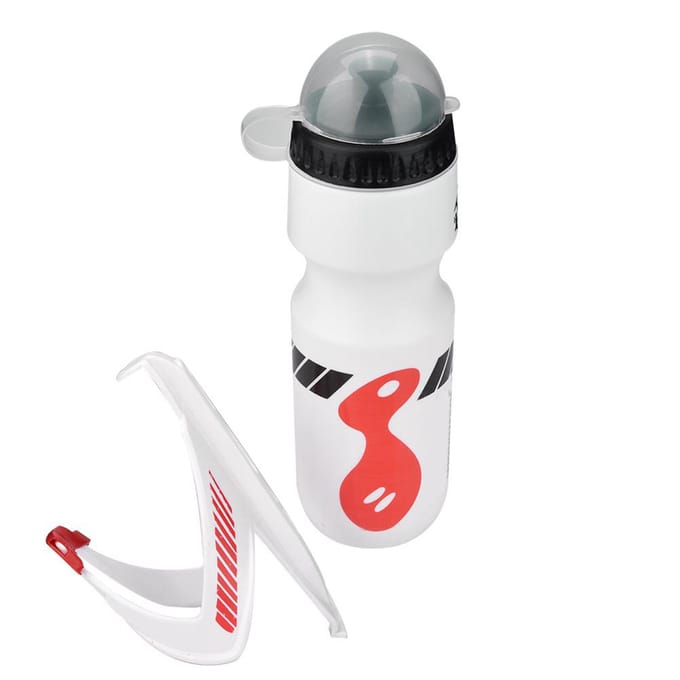Bouteille d'eau 650 ml avec Porte-bidon pour Vélos de Cyclisme et VTT blanc