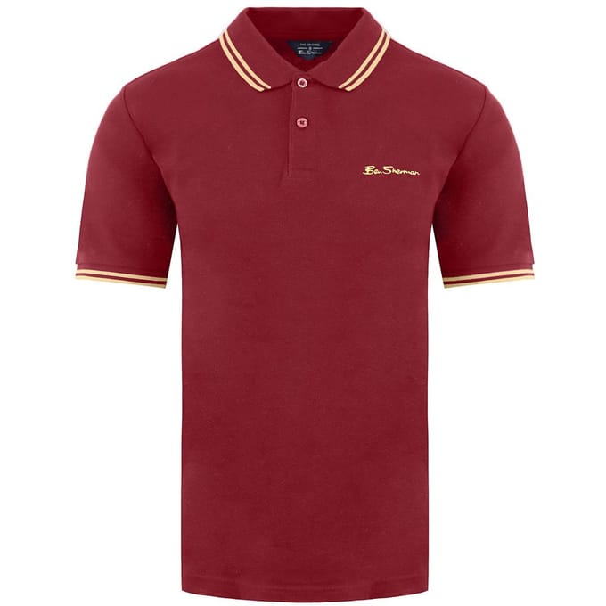 Ben Sherman Tweeling Gestipt Heren Bourgondisch Polo Shirt