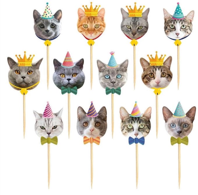 Scoby - Cocktailprikkers Katten - Feestprikkers - Hapjesprikkers met Kat Design - Party Picks - 12 Stuks