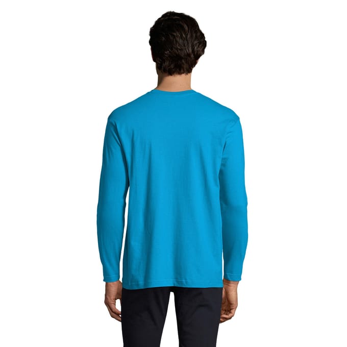 SOLS Heren Monarch T-shirt met lange mouwen (Aqua)