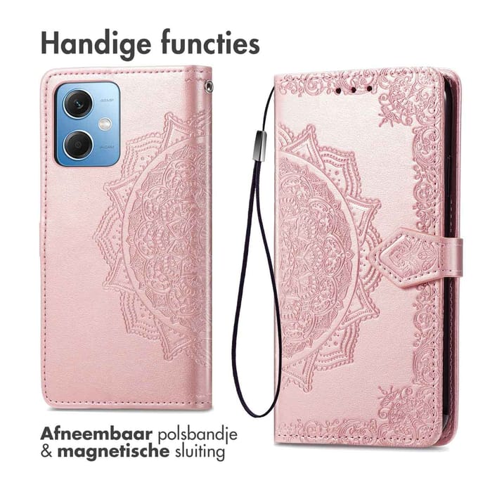imoshion Hoesje - Geschikt voor Xiaomi Redmi Note 12 - Mandala Bookcase - Rosé Goud