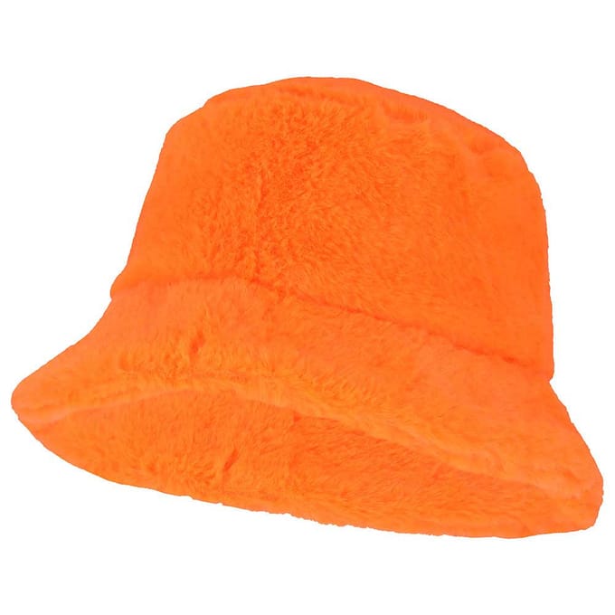 Buckethat - fake fur - neon - Fluor Oranje