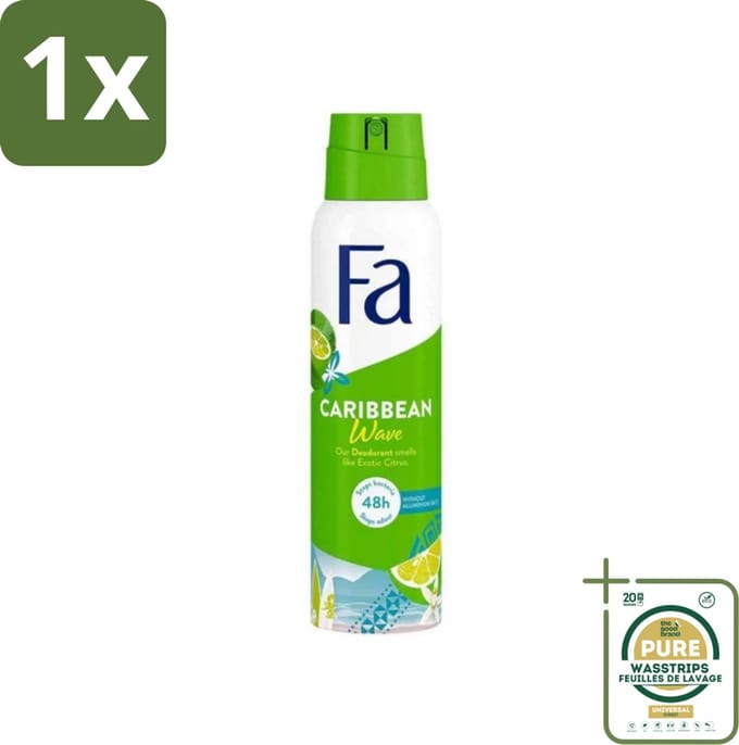 1 x Fa Deodorant Spray Lime Squeeze 150 ml- Deospray Citroen - Citroengeur - Frisheid - Lichaamsgeur - Geur