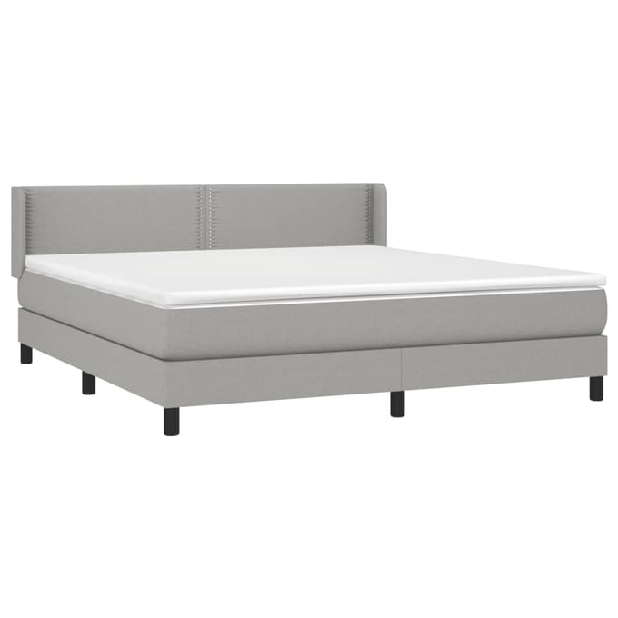 vidaXL - Boxspring - met - matras - stof - lichtgrijs - 180x200 - cm