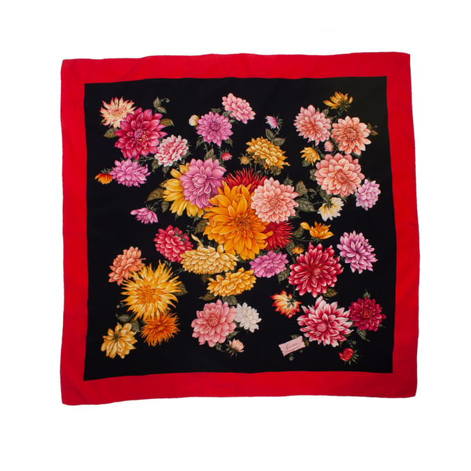 Gucci Bloemenprint sjaal met rode rand