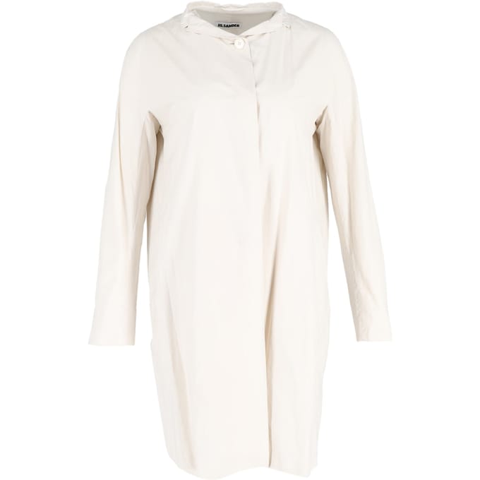 Jil Sander Kraagjurk in Ivoorkleurige Katoen