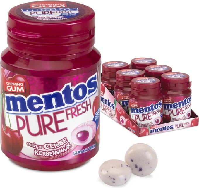 Mentos Gum Pure Fresh Cherry - Kauwgom - Suikervrij - 1x6stuks