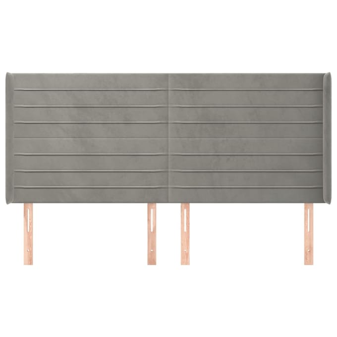 vidaXL - Hoofdbord - met - randen - 183x16x118/128 - cm - fluweel - lichtgrijs